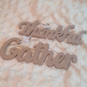 Thankful and Gather Wooden Signs